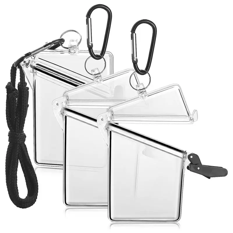 【CYBER MONDAY】3 Pack Waterproof Id Card Badge Holder Case with Lanyard,Clear Waterproof Card Holder Lanyards for Id Badges and K