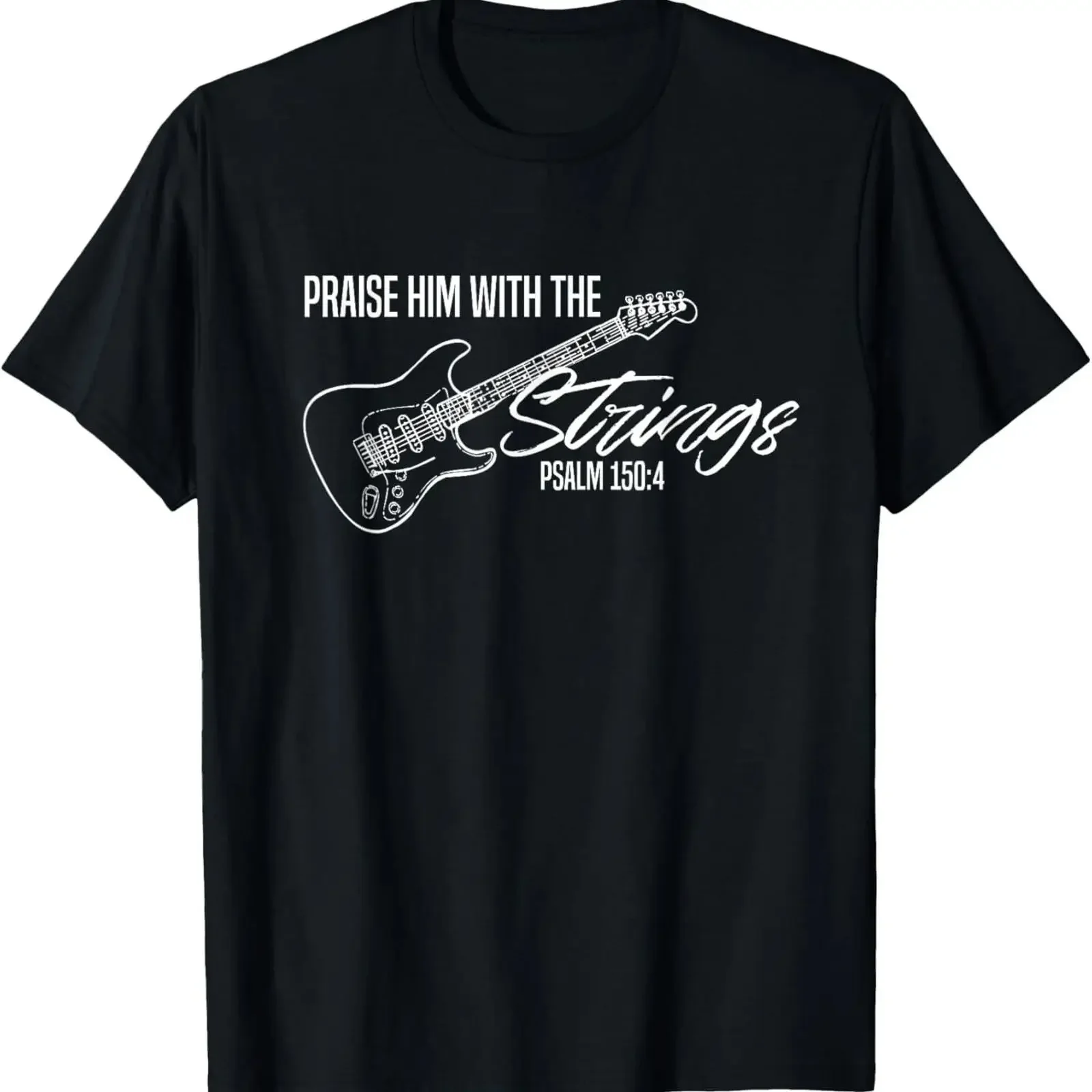Praise Him With The Strings Christian Guitar God Worship T Shirt vintage Washed graphic Top For Everyday Wear Soft Breathable