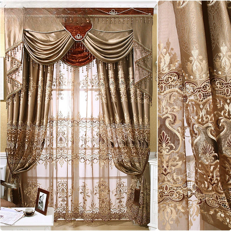 

European luxury high-precision three-dimensional embroidered curtains for the Living Room Window curtain Bedroom luxury drapes