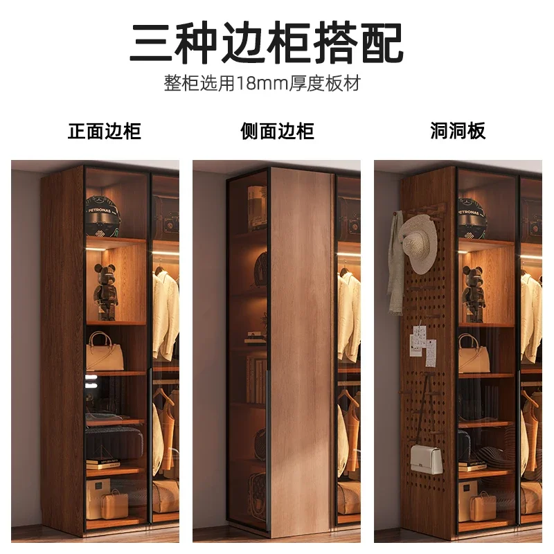 خزانة ملابس زجاجية حديثة لغرفة النوم، خزانة تخزين منزلية على شكل حرف L، خزانة ملابس زاوية، أثاث للملابس الفاخرة #5