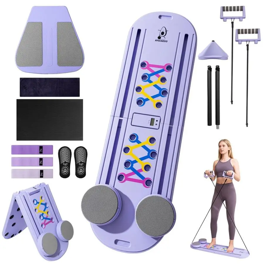 

Foldable Pilates Reformer Board Multifunctional 10in1 Set Home Workout Equipment Portable Home Gym Pilates Kit with Customizable
