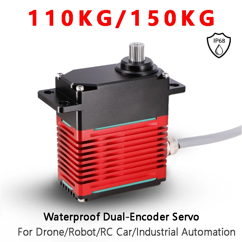1xDES150 150KG Large Torque Servo Motor High Precision Dual-Encoder Industrial-Grade Brushless FOC for UAV Robotics RC Car