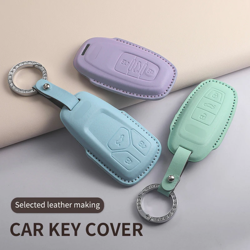 

PU Leather Car Remote Key Fob Casing Keychain Cover for Audi A6L Q7 A3 A8 A4L Q5L A7 R8 RS S4 S5 Q4 Etron