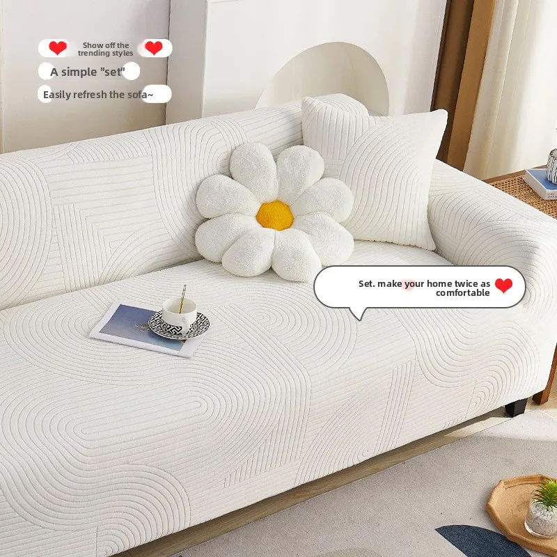 Stretch Full Sofa Cover Anti-Slip Fit Solid Or Geometric Fabric Options S-Xl Size Range Cm Removable Furniture Protector Rental