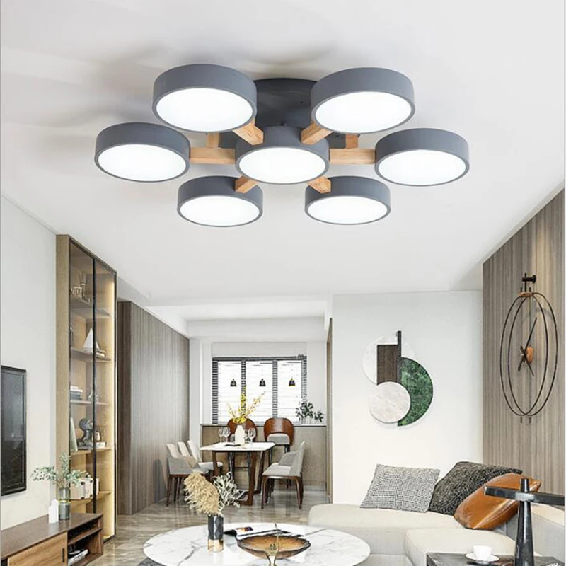 Moderne Kronleuchter Lampen schirm Farbe optionale Decken leuchte Licht Schlafzimmer Wohnzimmer nach Hause nordische Holz aufhängung Leuchte Lampe