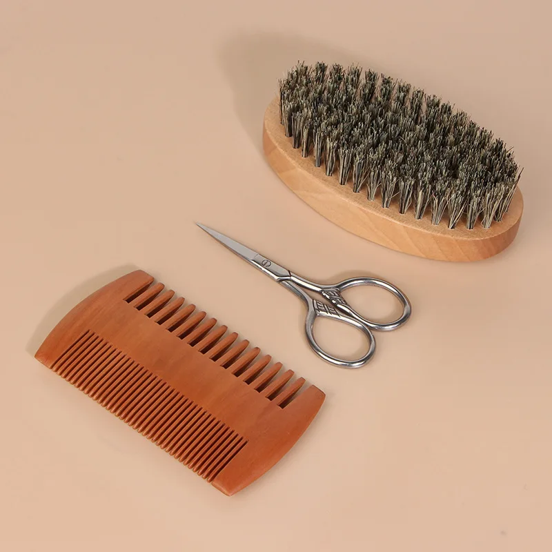 Men's Shaving Brush Set Boar Bristle Portable Barber Natural Beard Brush for Facial Cleaning Styling Tool Wholesale