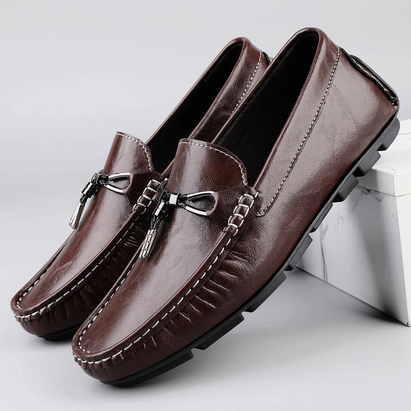 Luxury Brand  Tassel Loafer New Leather Shoes Men's New Moccasins Soft Soled Casual Wedding Leather Shoes Business Formal Men's