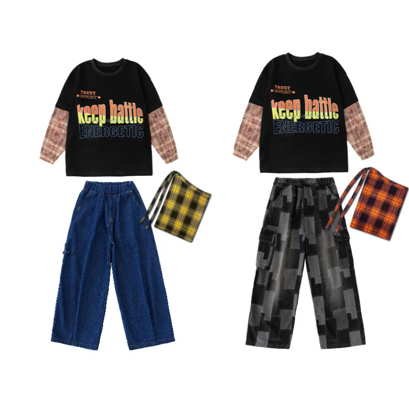 Jungen K-pop Street Dance Feste Weste Sweatshirt Baggy Schwarz Cargo Hosen Mädchen Hip Hop Kleidung Sets Kinder Kinder Jazz streetwear