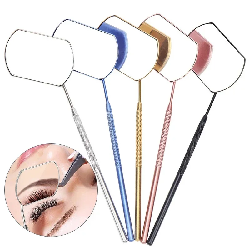 1 Pcs Grafting Eyelash Extensions Checking Mirror Stainless Steel Material Hand Held Makeup Tools Supplier