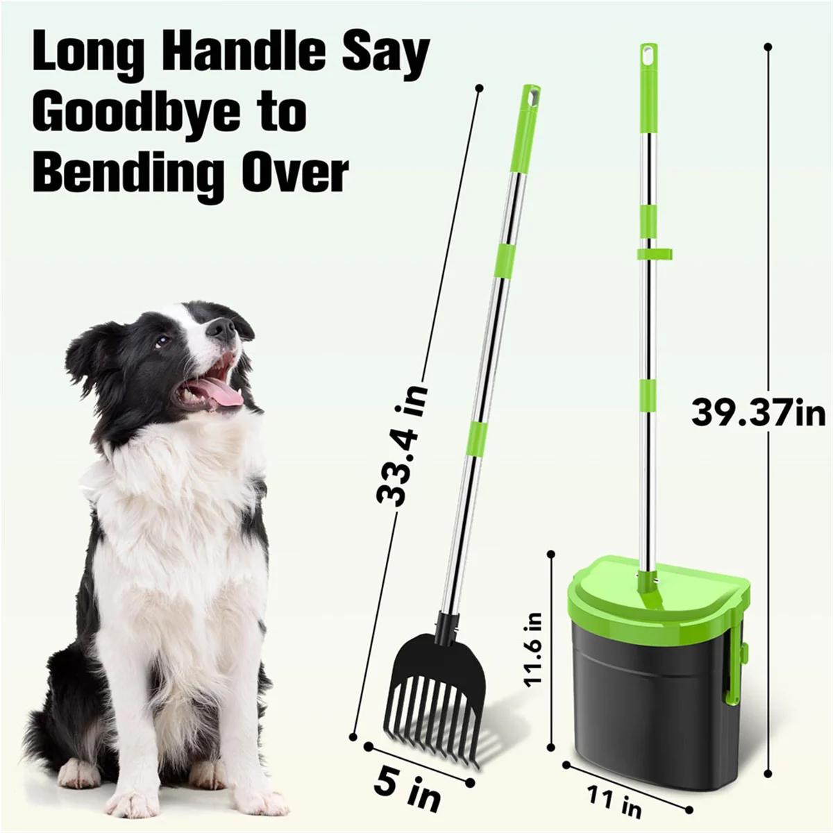 

YHYS Pooper Scoopers Swivel Bin & Rake with 100 Waste Bag, Stainless Steel Handle Pooper Scoopers for Large Medium Small Dogs