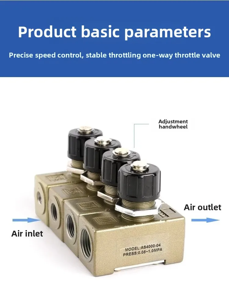 Replacement Pneumatic One‑Way Flow Throttle Valve AS4000‑01 02 03 04 For Air Speed Regulation Equipment Maintenance