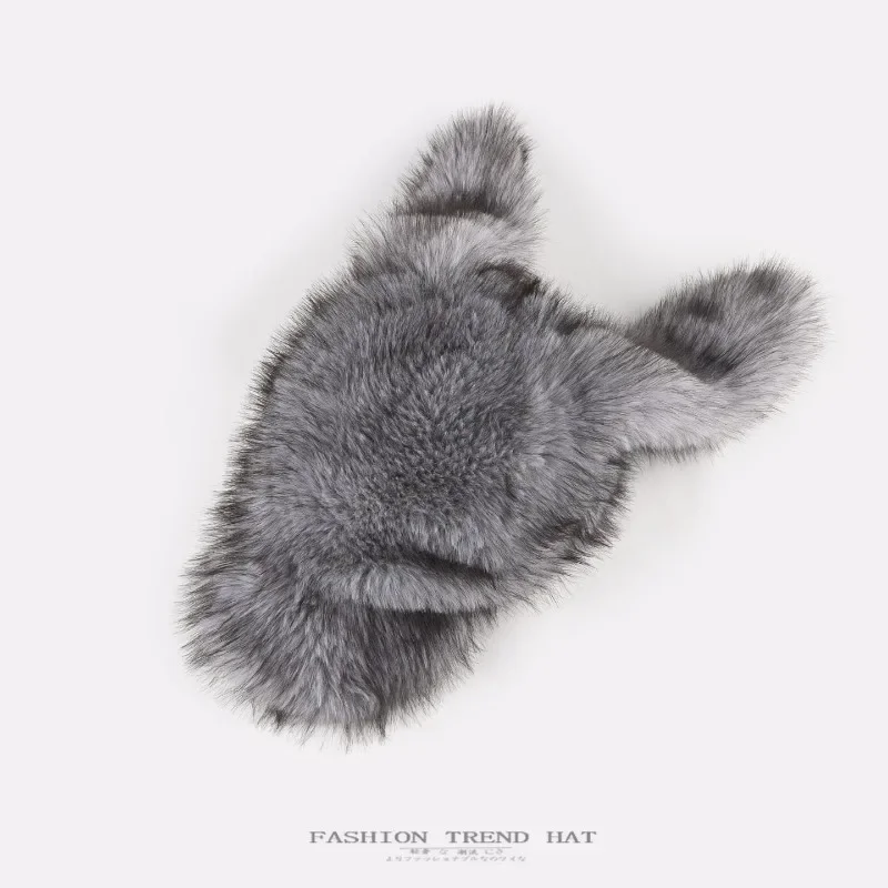 Unisex Winter Rabbit Ear Plush Warm Ear Cover Faux Mink Newsboy Hat