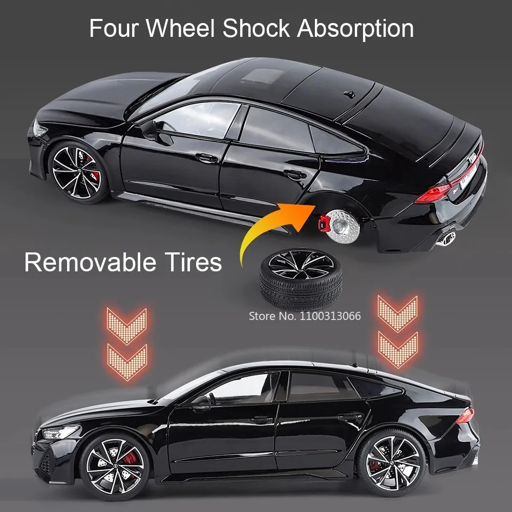 1:18 metal rs7 a6l carros modelos em miniatura brinquedos com roda de música leve absorção de choque veículos modelo para meninos decoração presentes
