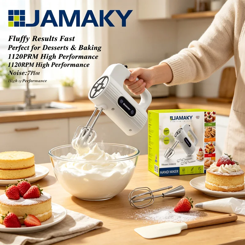 2026 New 150W Portable Handheld Electric Egg Beater Household 5-speed Speed Milk Frother Multi-functional Dough Cream Mixer
