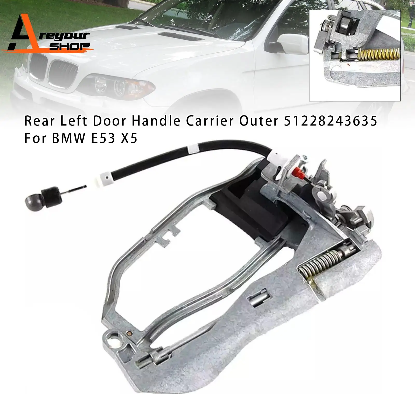 

Rear Left Door Handle Carrier Outer 51228243635 for BMW E53 X5