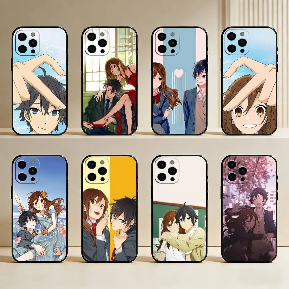 

Anime Horimiya Printed Phone Case For iPhone17,16,15,14,13,12 Plus,Max Soft Silicone Black Cover