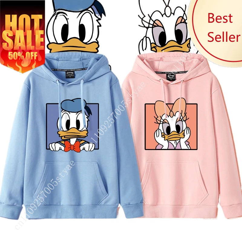 

Lovers Disney Donald Duck Daisy Duck Hooded hoodie Women Sweater Loose Cartoon Couple Hooded Coat anime hoodie oversized hoodie