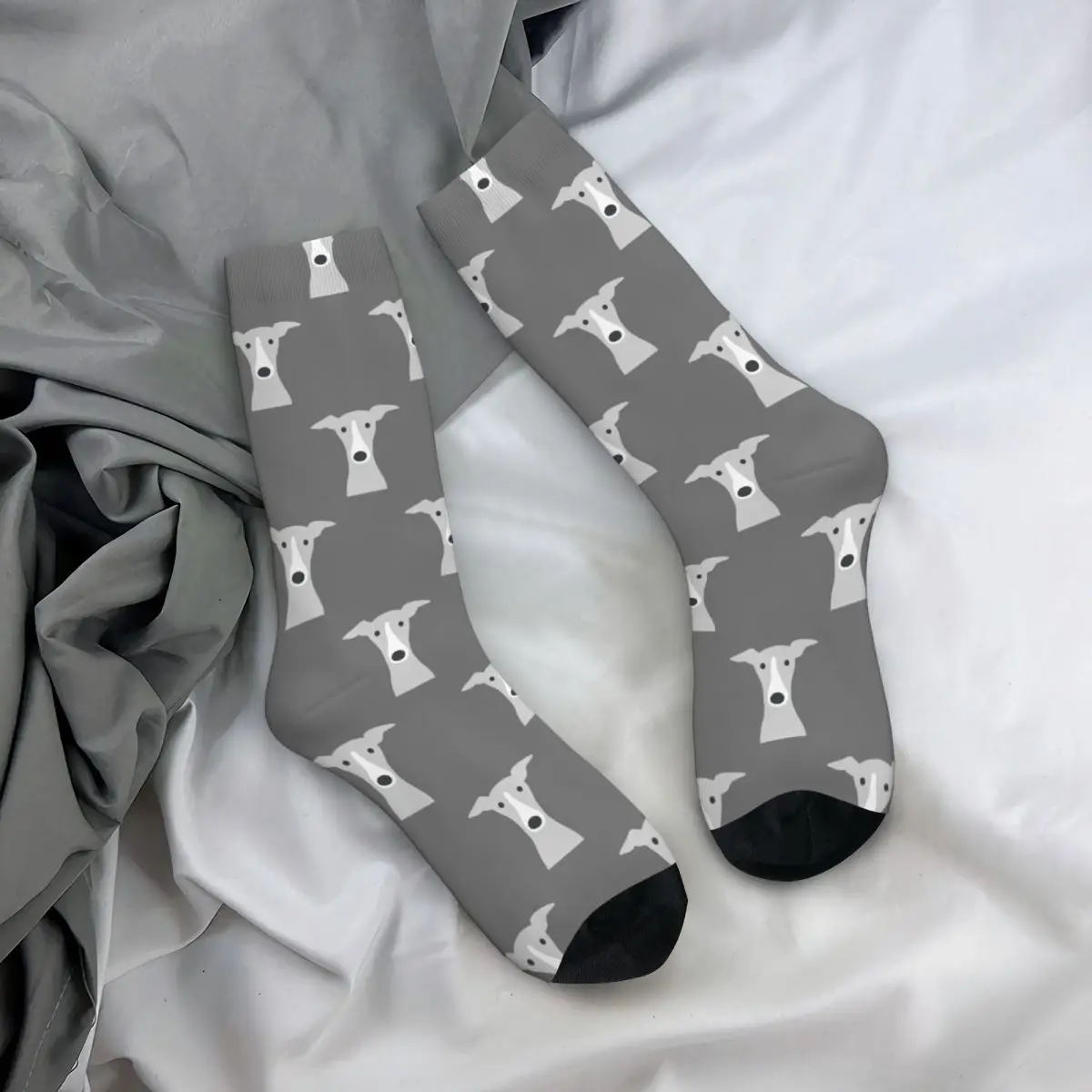 Crazy Design Greyhound Italian Whippet Dog Sports Socks Sihthound Animal Polyester Crew Socks for Women Men