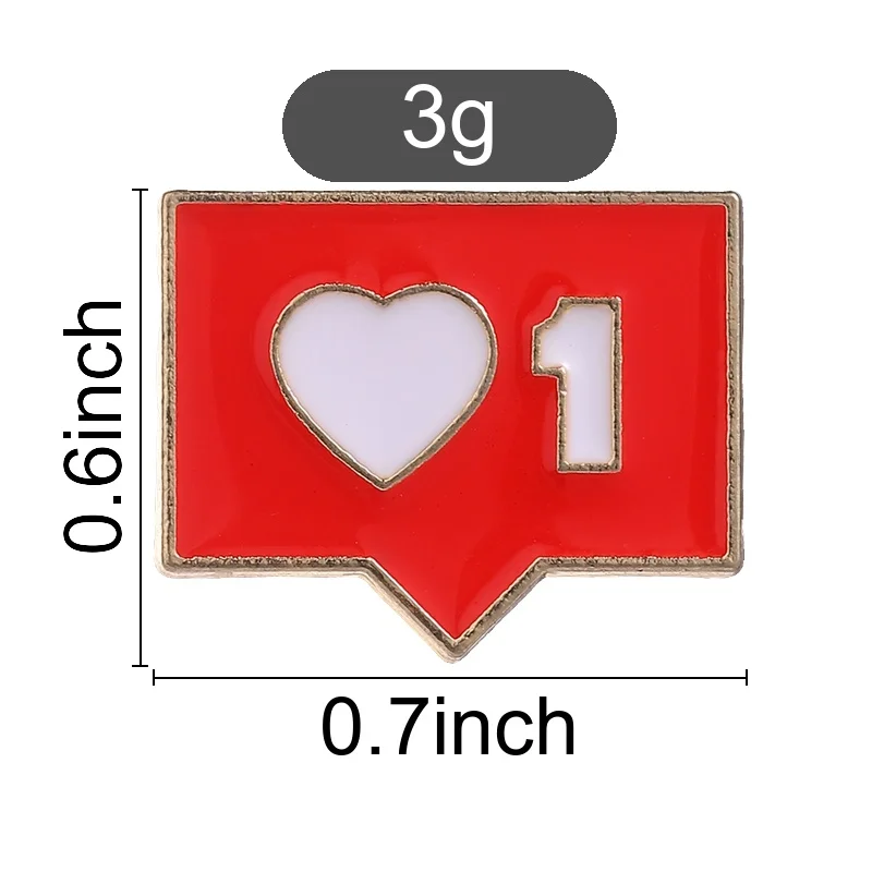 Trendy Internet Meme Enamel Pin Red Speech Bubble Heart Number 1 Metal Brooch Accessory For Bag Jacket Decor For Teen Outfit