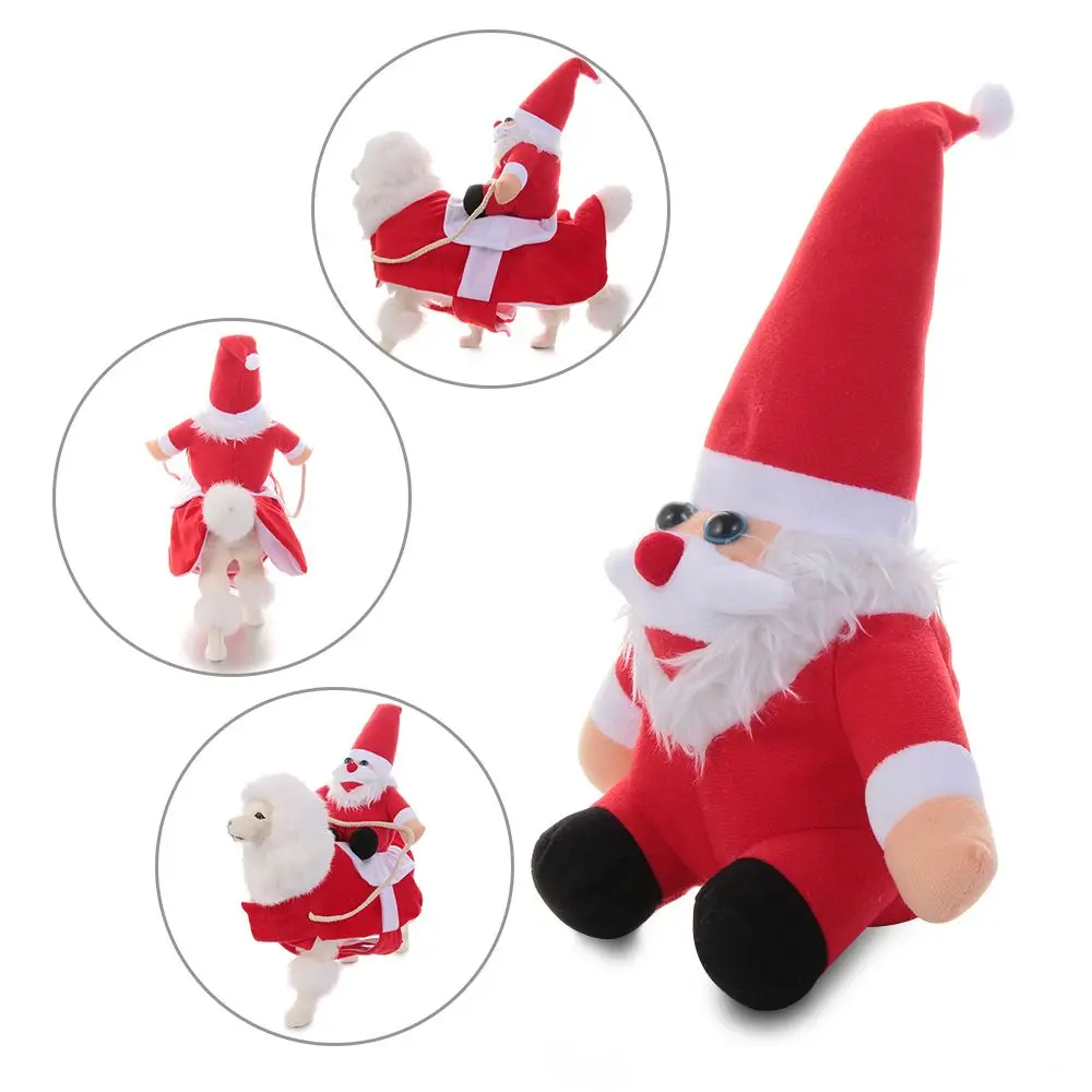 Funny Merry Christmas Santa Claus Warm Coat Riding Horse Clothe Pet Clothes Puppy Supplies Christmas Costume