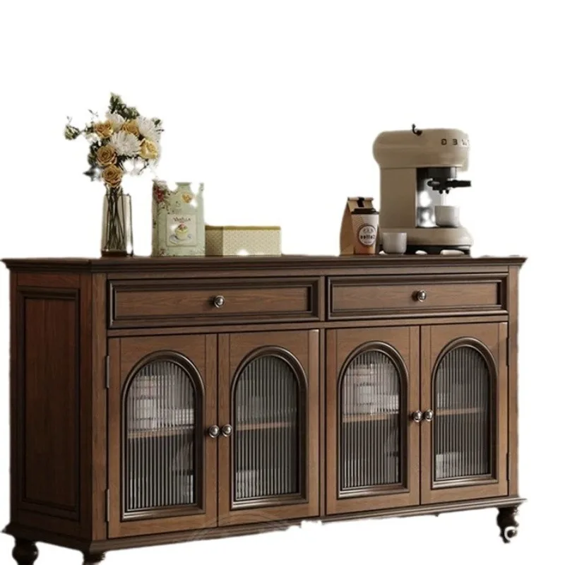 Rural solid wood dining side cabinet wine cabinet integrated wall locker multi-functional tea cabinet living room storage