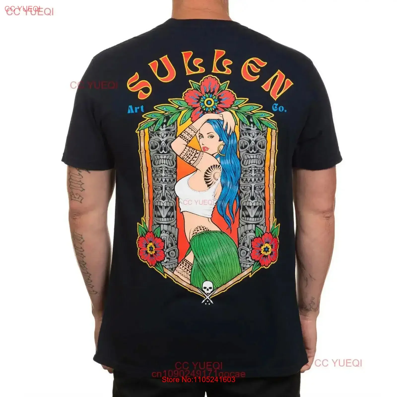 Sullen Men's Tiki Pin Up Premium Obsidian T Shirt Clothing Appar vintage Washed Soft Stylish graphic fashion streetwear homme