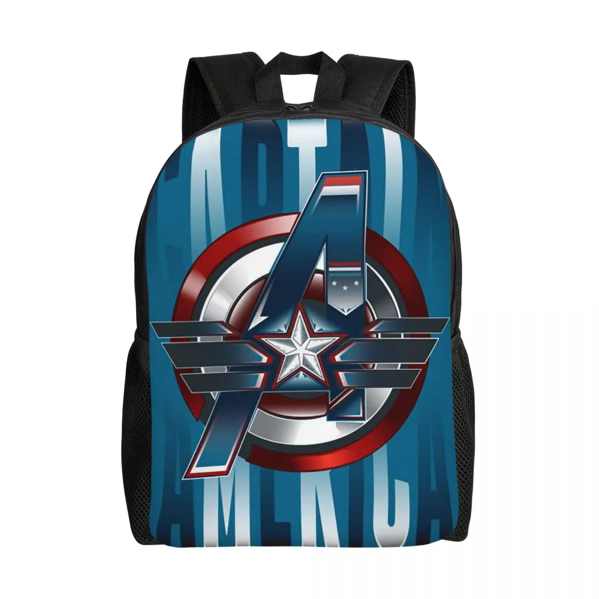 Custom  Captain America Disney  Marvel Comic Backpack for Girls Boys Avengers College School Travel Bags Women Men Bookbag