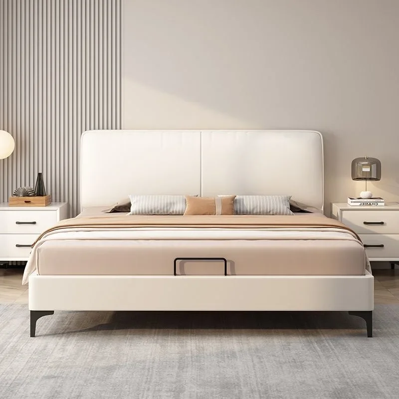 Solid wood technology cloth double soft bag bed
