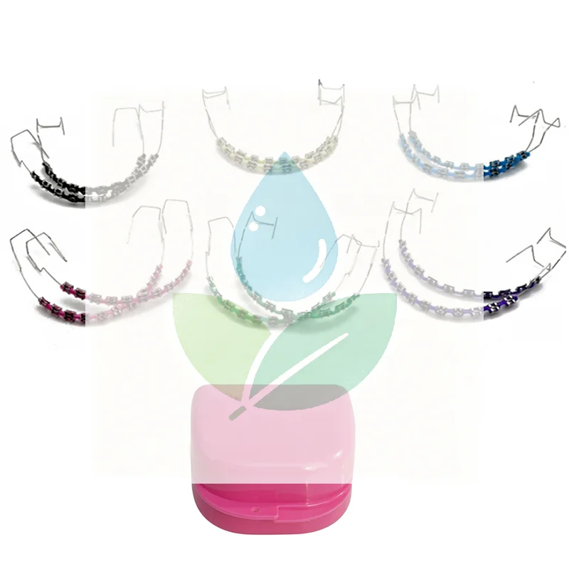 1 Pair Dental Fake Braces Temporary Tooth Decoration With Hook With Metal Wires Colorful Metal Bracket  Ties Dental Tool