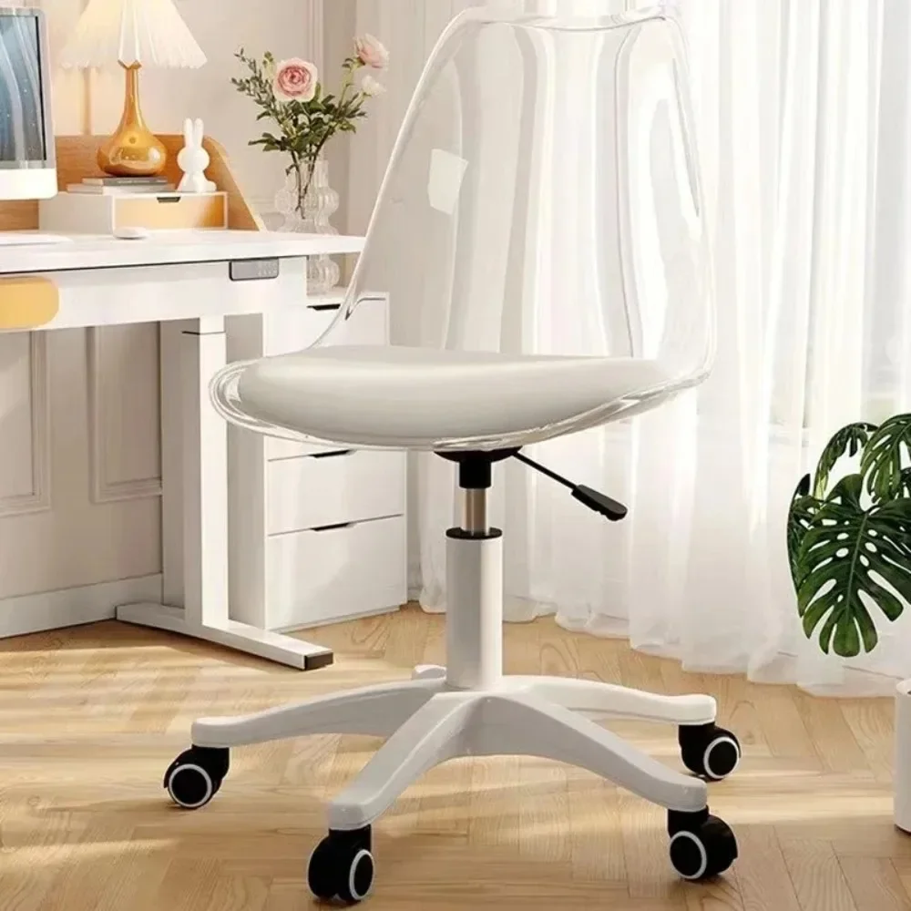 Rotating Computer Chair Office Acrylic Adjustable Movable Swivel Chair Home Bedroom Desks Chairs  Supplies Anti Slip