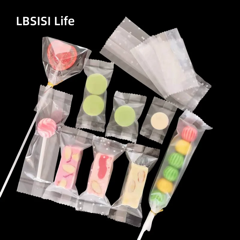 LBSISI Life 100pcs Transparent Small Mini Cookie Candy Hot Seal Bag Snowflake Cake Nougat Package Cranberry Machine Sealed Bag