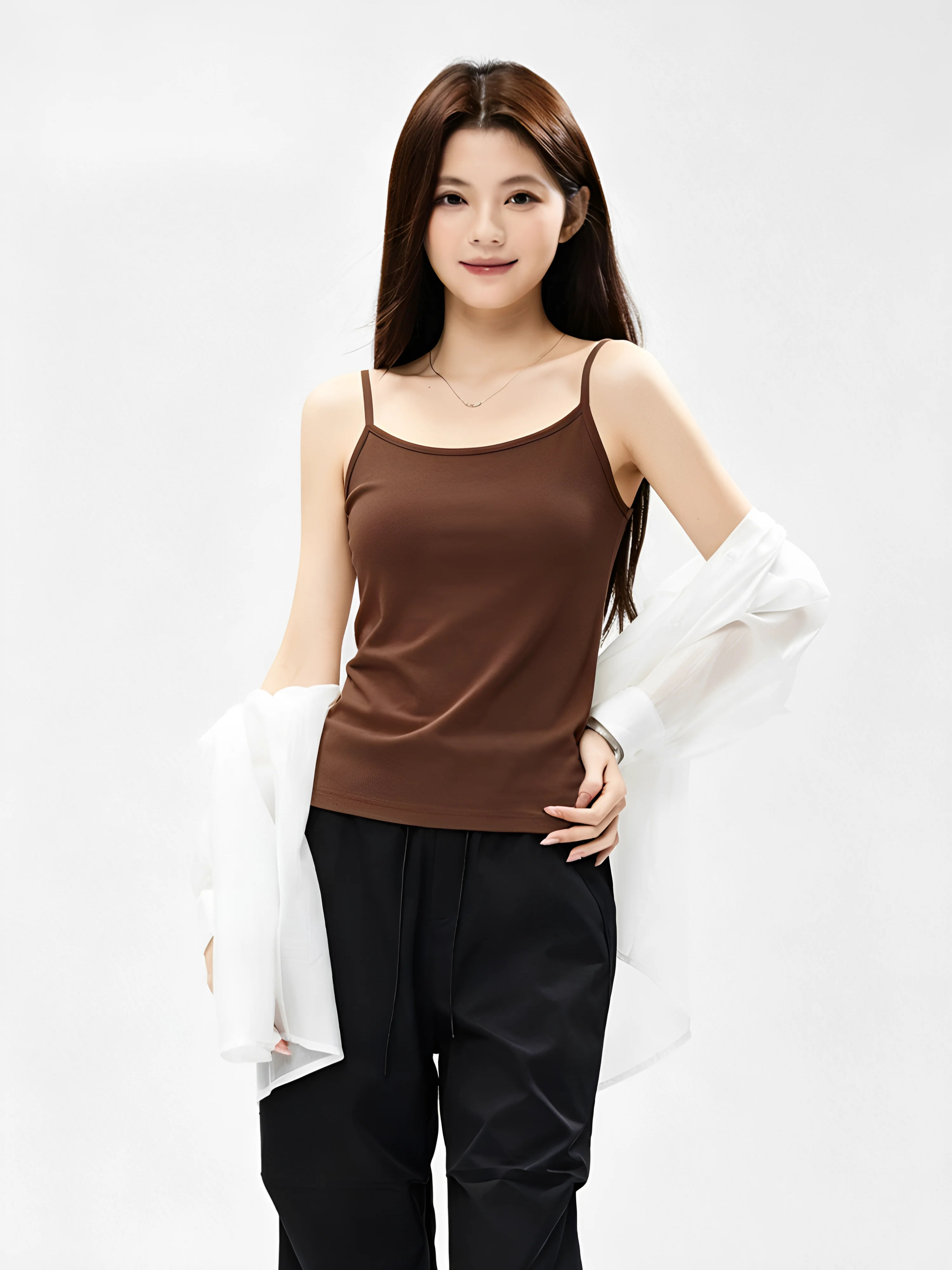 Summer Women's Slim Fit Tank Top 95 Cotton Sleeveless Backless Vest Versatile Outerwear Casual Comfortable Breathable Tee