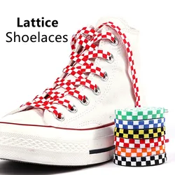 2022 Fashion Grid Shoelaces for Sneakers Flat Original Classic Shoelace Checkerboard Canvas Casual Small White Sport Shoes Laces
