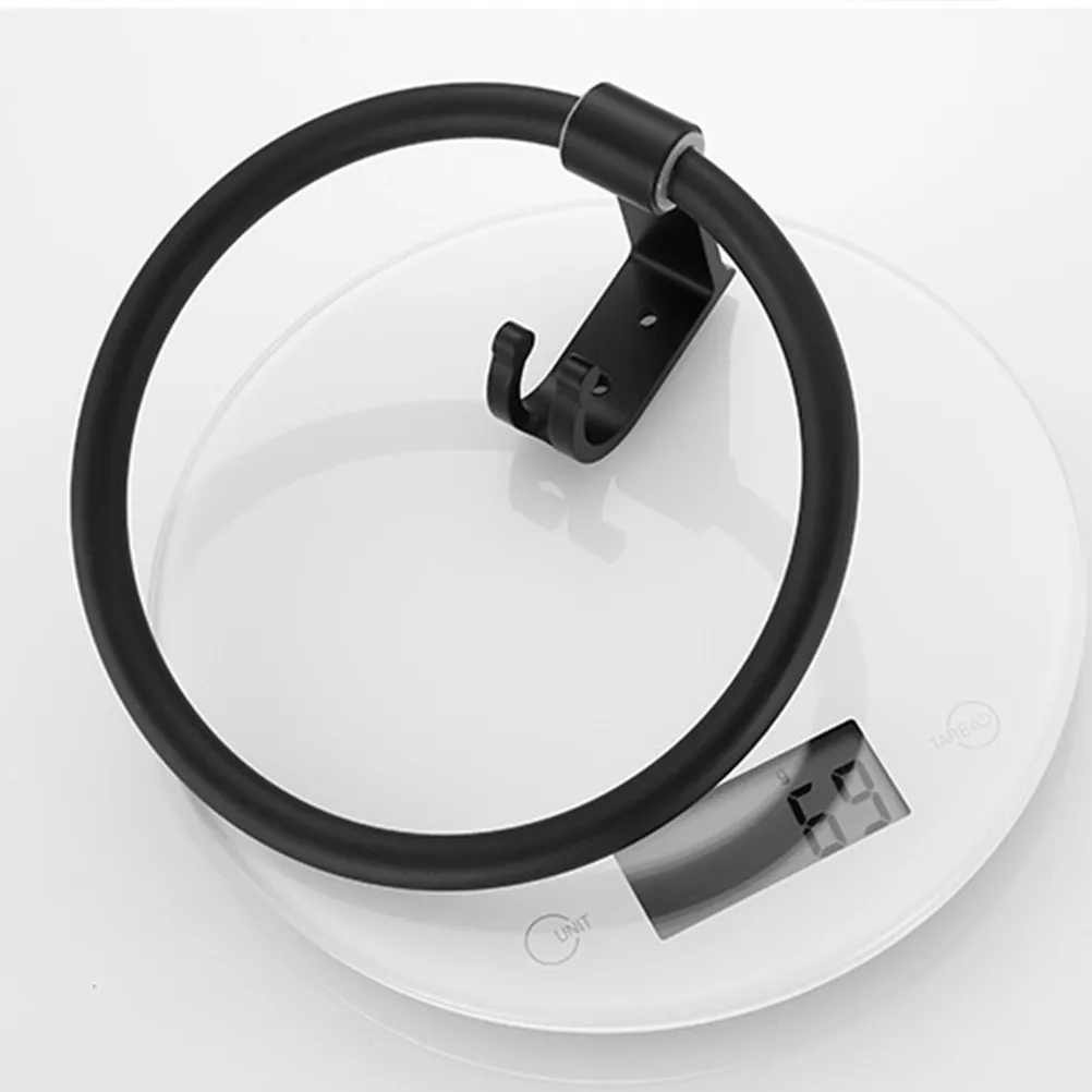 

1Pcs Aluminum Towel Ring Black Thick Solid Rust Proof Bathroom Supply Hanging Round Towel Hook Waterproof Load Bearing Rack