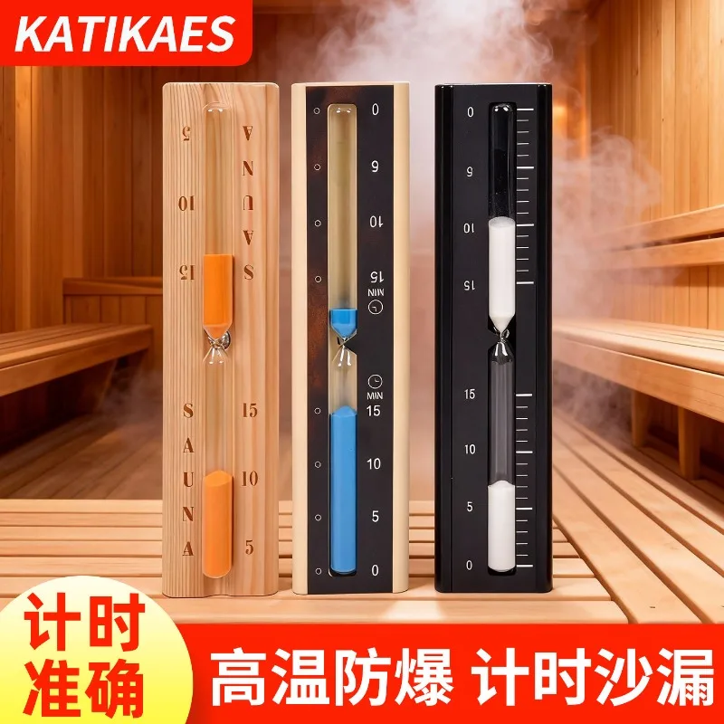 Sauna Room Wooden Hourglass Timer 15 Minute Wall Mounted Sand Clock Rotating Decor