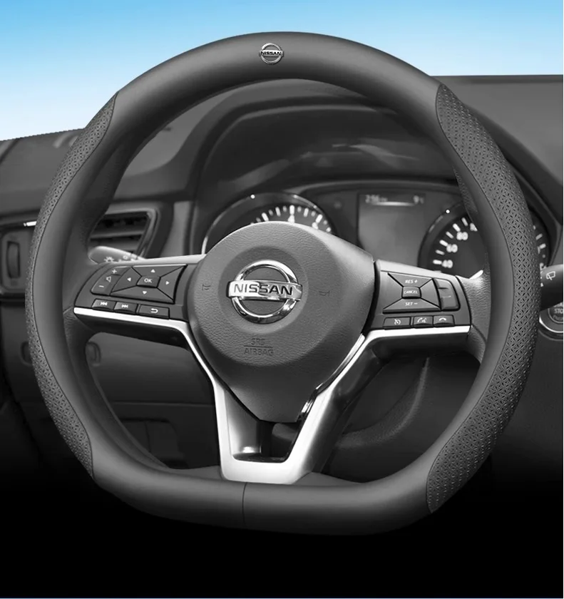 Car Leather Carbon fiber Steering Wheel Cover for Nissan ARMADA JUKE ALTIMA NOTE MURANO NAVARA PATROL POGUE SYLPHY TEANA Tiida