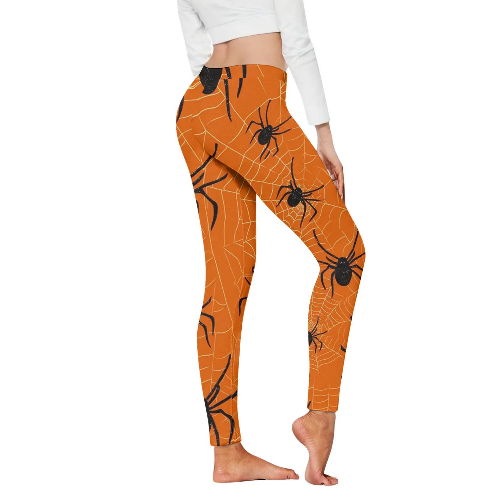 Collant con stampa Halloween da donna Leggings collant sportivi con controllo della pancia Leggings a vita alta pantaloni corti Fitness pantaloni Pantalones