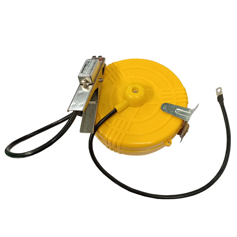 5M Automatic Retractable Static Grounding Reel, Static Ground Alarm Reel with Grounding Clamp for Tank Trucks, Fuel Loading