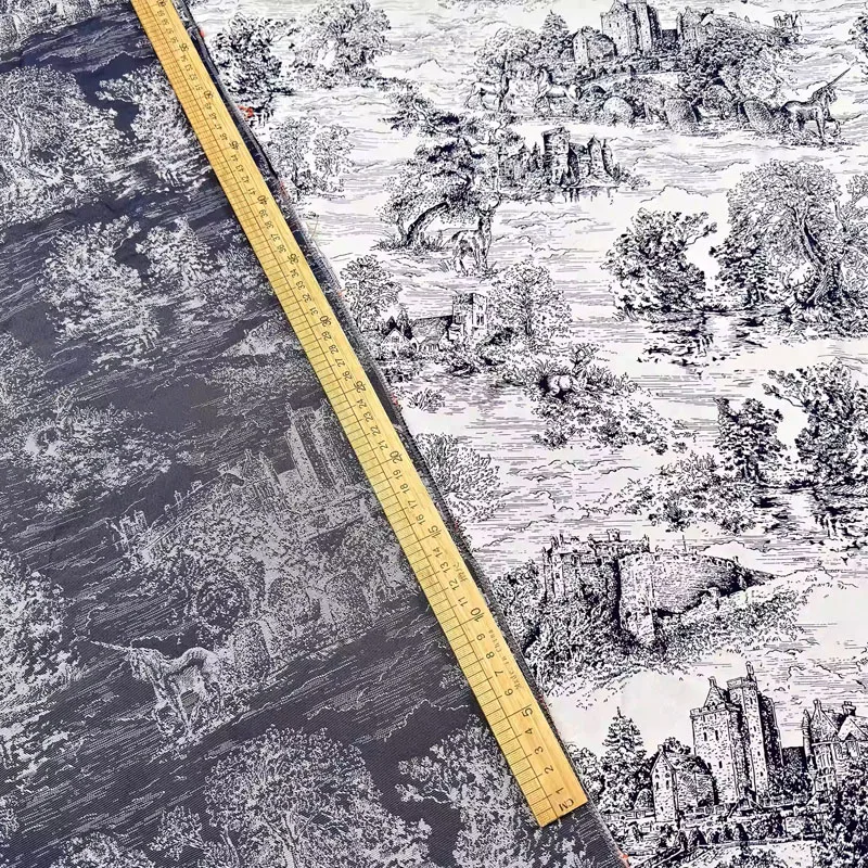 

Лесной замок с узором, жаккардовая окрашенная пряжа ткань для женского платья, пальто, куртка, костюмы, ткань ручной работы, материал для шитья своими руками