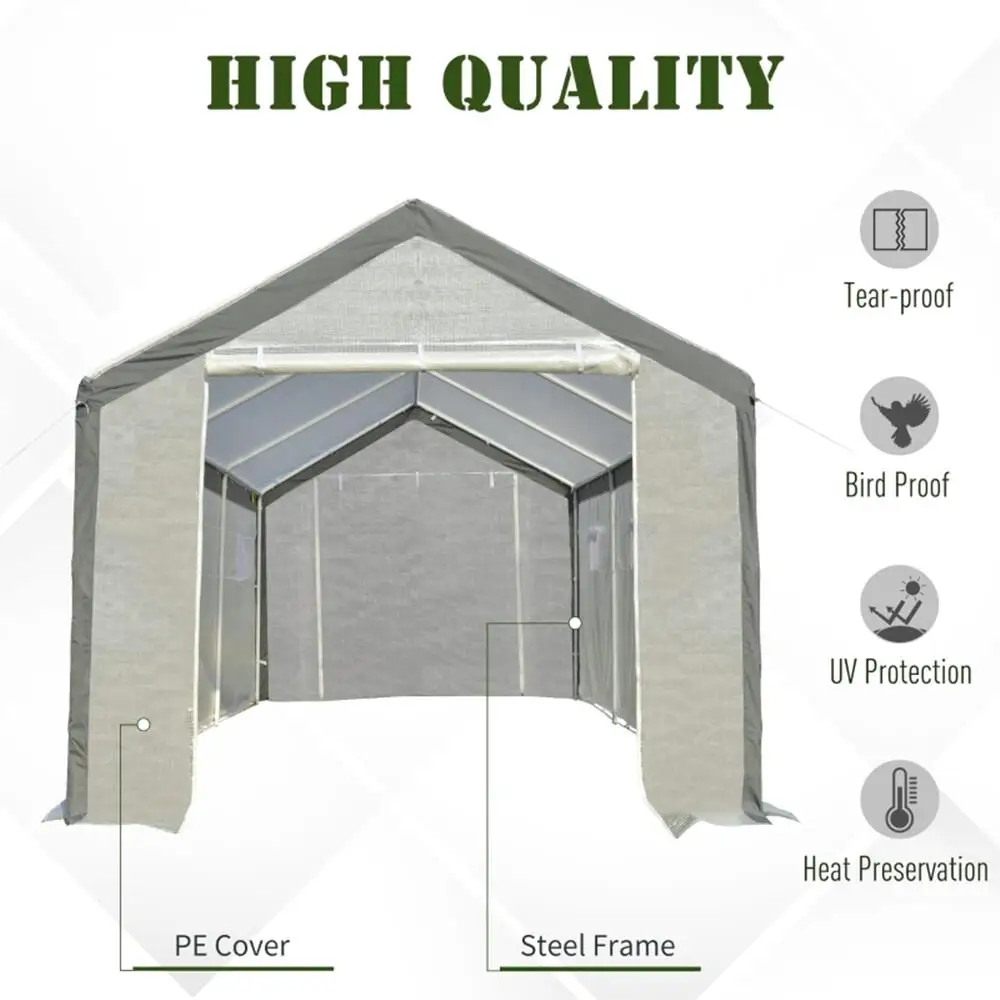 20'x10'x9' Walk-in Greenhouse with Roll-Up Door & 6 Adjustable Windows for Optimal Growth