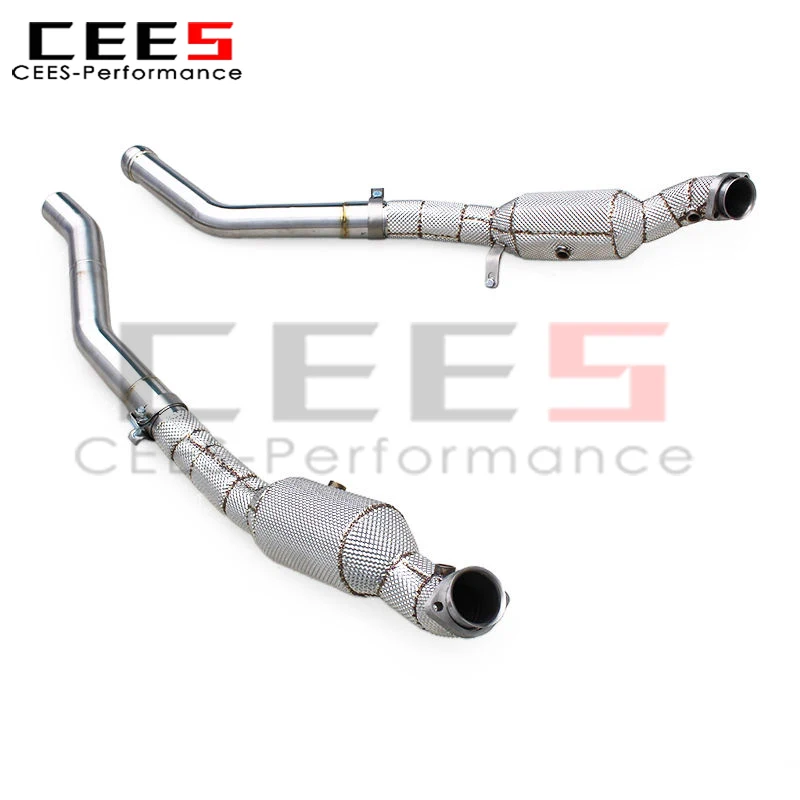 

CEES High Flow Turbo Downpipe with Heat Shield For Mercedes-Benz ML63 AMG W164 M157 6.2L 2007+SS304 Stainless Steel Header