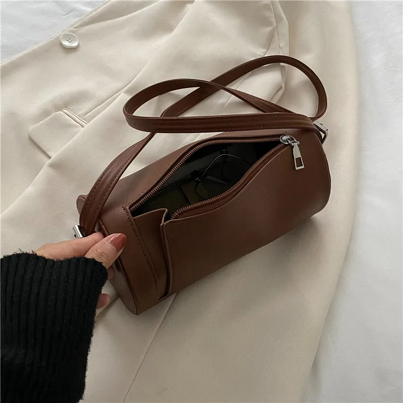 Underarm Bag for Women New Fashion Retro Cylindrical Bags Female High-end Texture Niche Design Pu Crossbody Bag Trendy