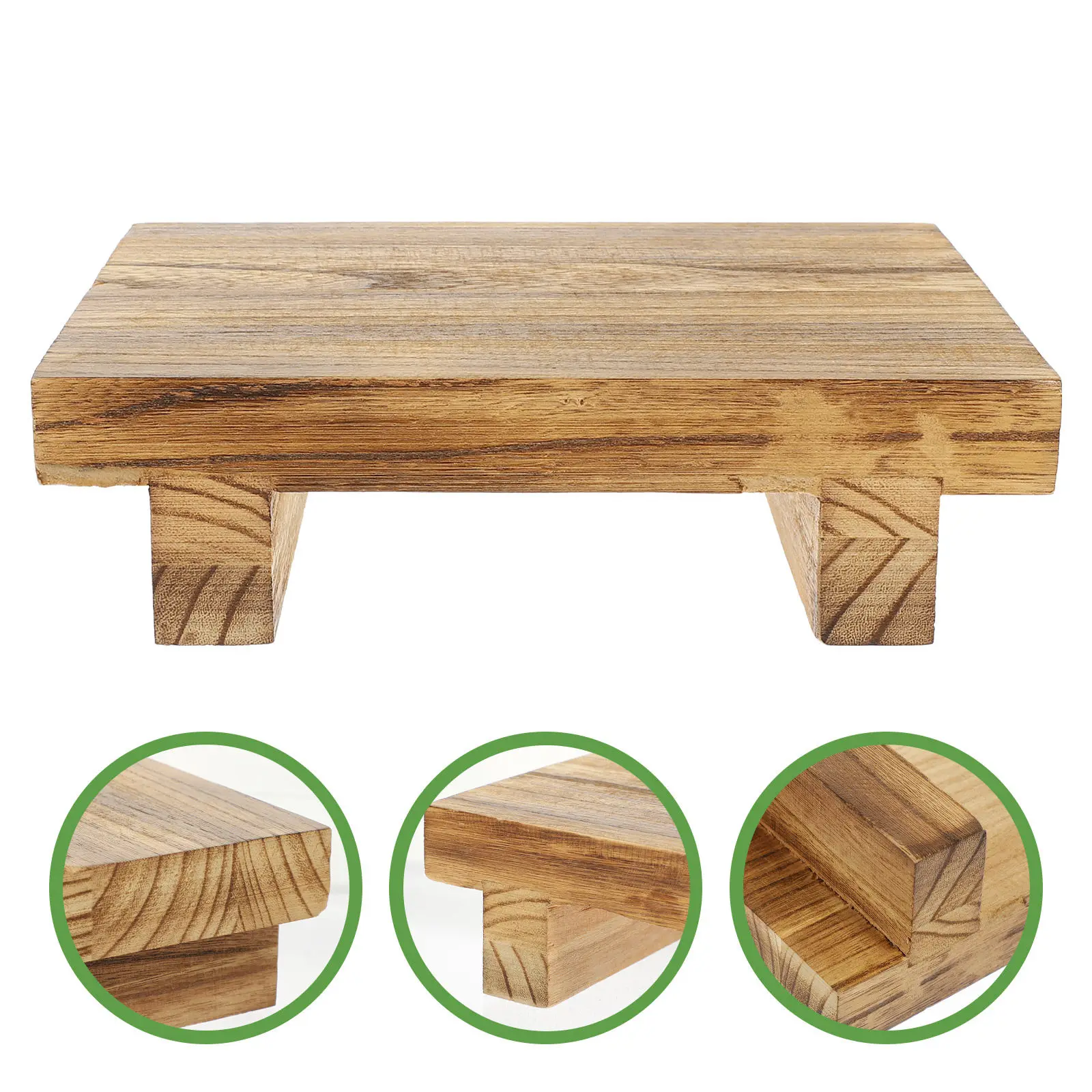 

Wooden Desktop Storage Rack Small Wood Stool Vintage Design Home Decoration Plant Stand for Office Living Room Balcony