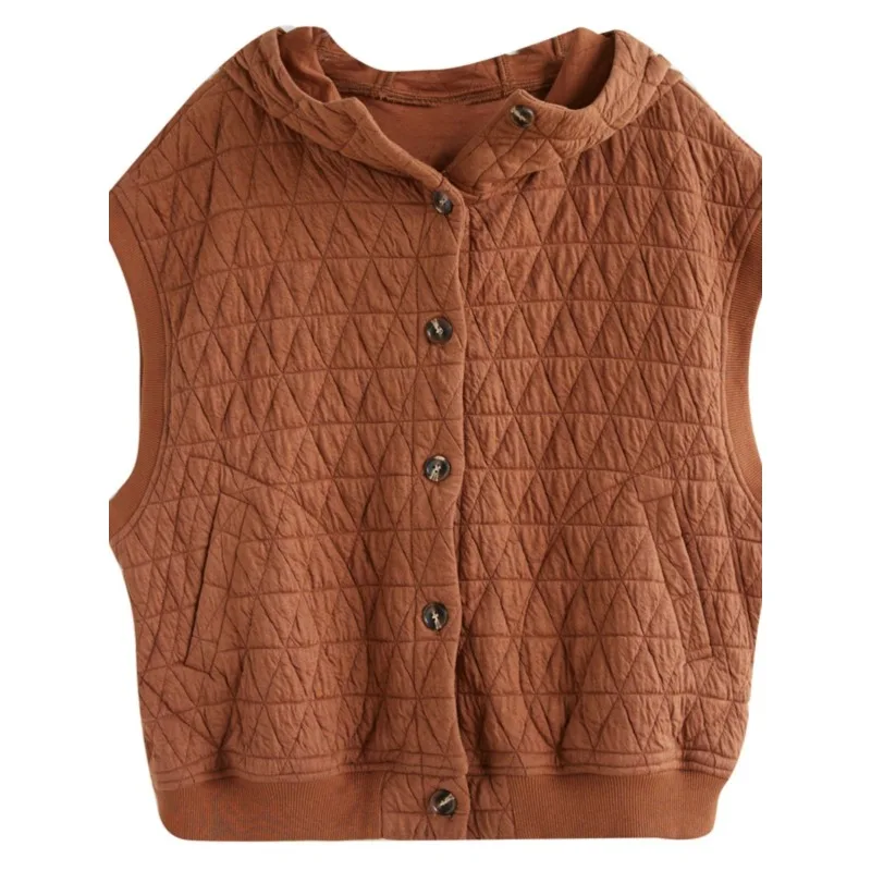 Women's Clothing Autumn Winter Cotton Vest Quilted Sweatshirt Sleeveless New Loose Vest Hooded Hoodie Waistcoat Female Coat Tops