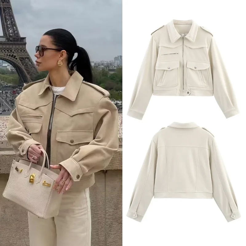 Fall 2025 European and American Lapel Long Sleeve Pocket Design Jacket Baseball Uniform