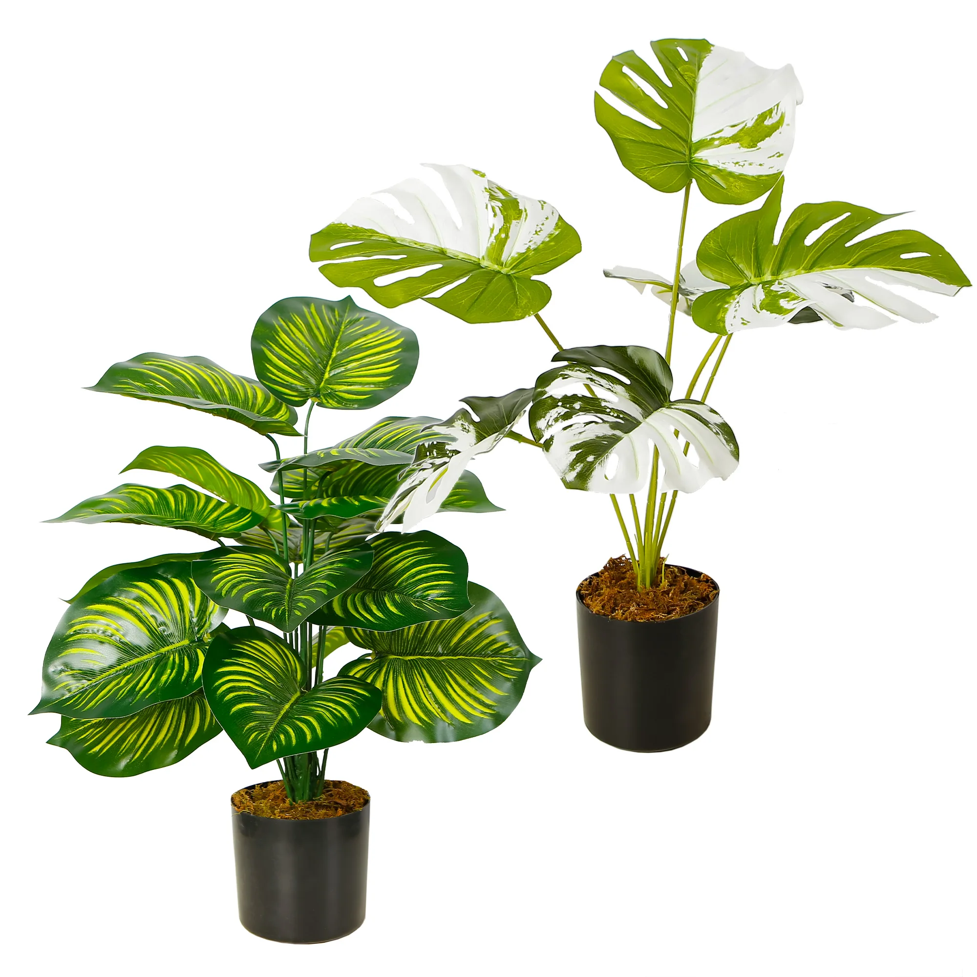 

2PCS Home Decor Bonsai Plant Artificial Plant Monstera Potted Plant