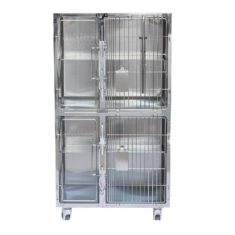 304 Stainless Steel Luxury Cat Dog Cage Separate Eating Leisure and Sanitation Areas Hospital Cage