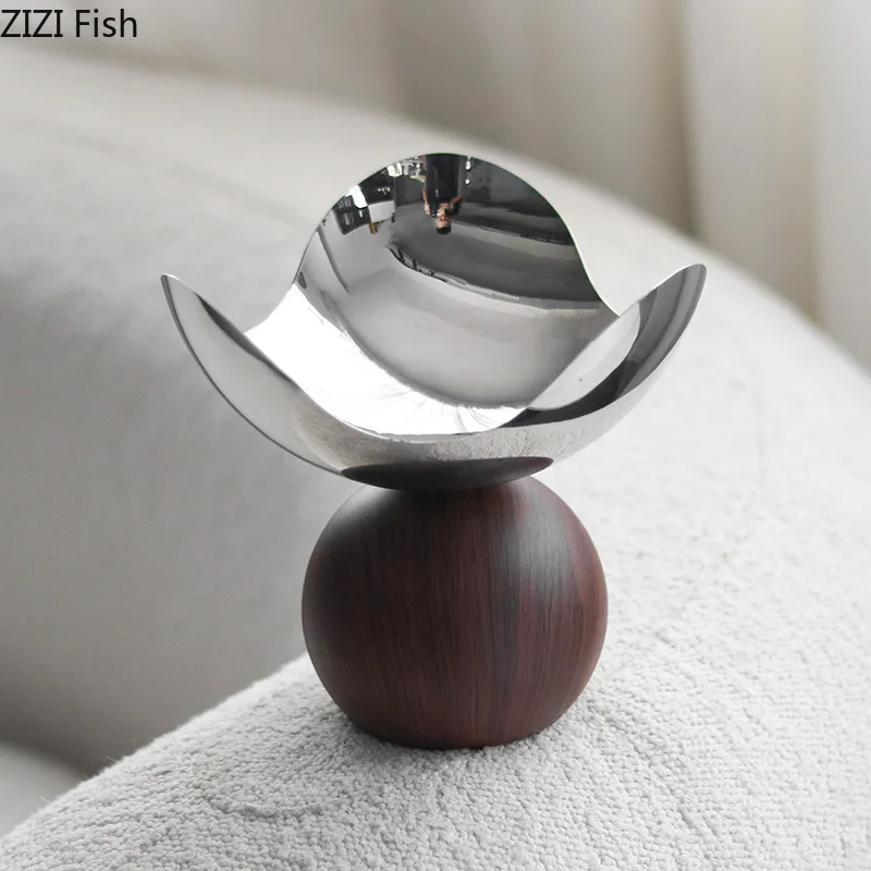 Metal Fruit Plate High Footed Dessert Bowl Salad Bowl Ornament Candy Dish Nut Platter Snack Plate Refreshments Tray Dim Sum Dish