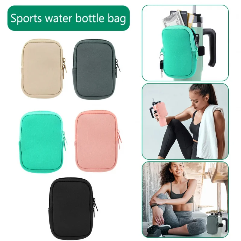 Water Bottle Pouch For Tumbler Coin Purse 40oz Car Sippy Double Pocket Handle Ice Bullion Cup Protective Cover Storage Bag