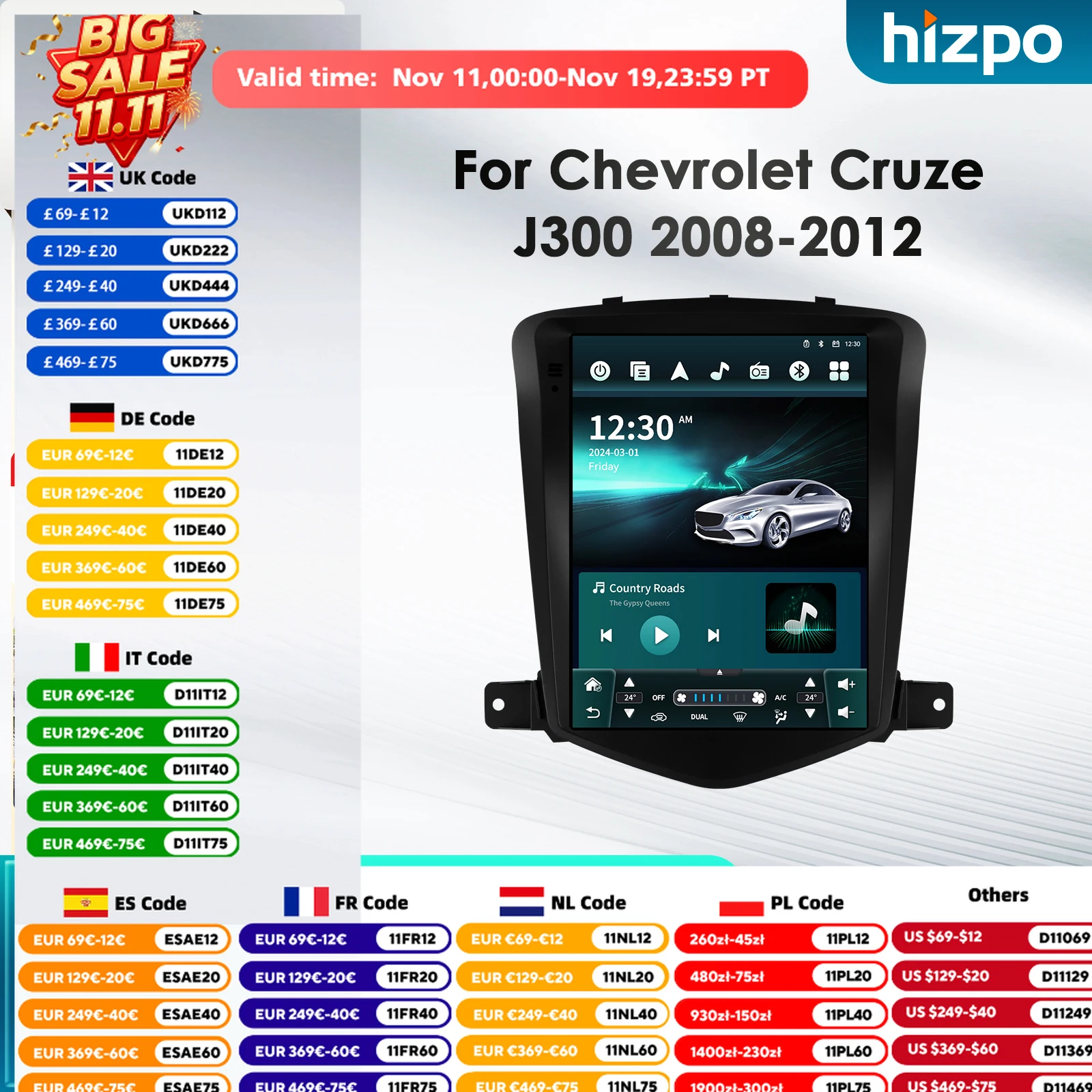 Hizpo 8Core DSP Auto Multimedia Player für Chevrolet Cruze J300 2008-2012 GPS Intelligente Systeme Autoradio Carplay 4G RDS AI